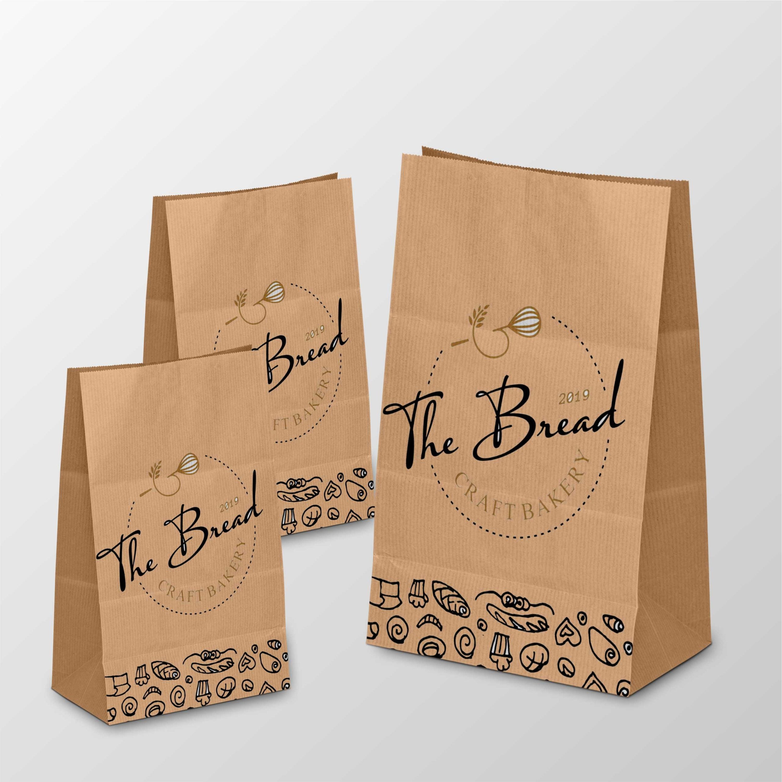 Custom Printed Flat Kraft Bread Paper Bag Medium