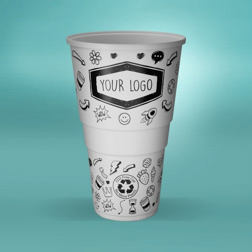 Custom Printed Bio Plastic Free Reusable Pint Cups (1 Colour)